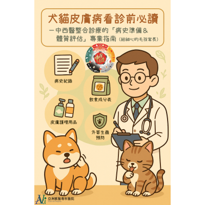 犬貓皮膚病就診前必讀寶典 — 中西醫整合診療的「病史準備 & 體質評估」專業指南(給細心的毛孩家長) 犬貓皮膚病就診前必讀寶典 — 中西醫整合診療的「病史準備 & 體質評估」專業指南(給細心的毛孩家長)