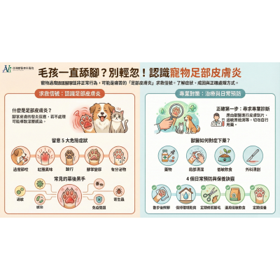 1/16 毛孩一直舔腳、腳掌紅腫發臭、走路怪怪的？「花生什麼素」？！專業皮膚科獸醫師提醒：恐是足部皮膚炎！